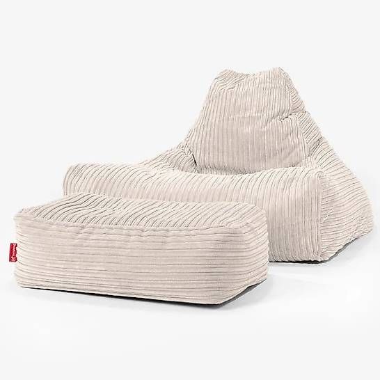 Poltrone: Sitzsack Lounge Sessel mit Sitzhocker - Cord Elfenbein – Usato da Rapperswil SG venduto da Kablambi 2