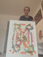 Tableau abstrait coloré original fait main - 🎨 - Idéal Été