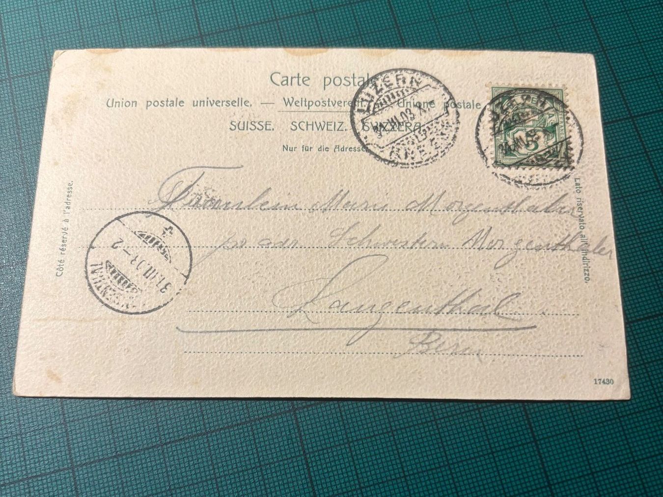 Cartoline postali: AK LUZERN 1903. – Usato da Utzenstorf venduto da Rose0303 2