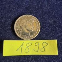 Silbermünze USA Viertel Dollar 1898 - Sammlerstück..Top