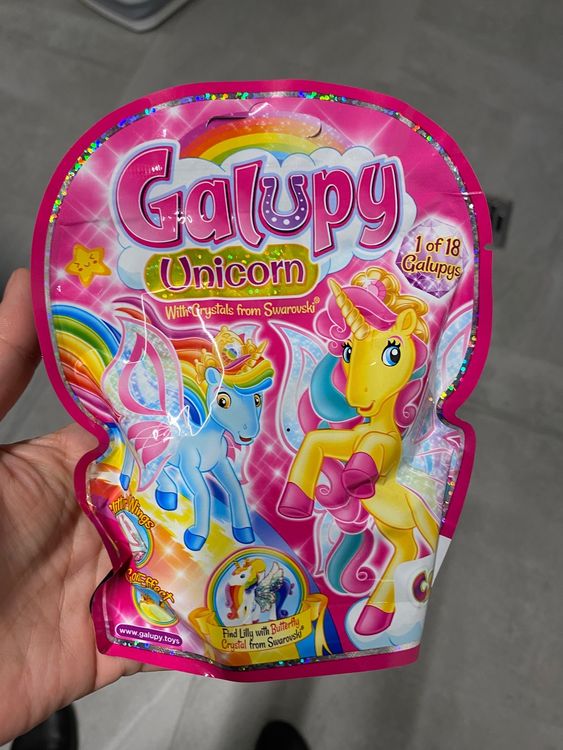Galupy UNICORN - Pack de 3 Figurines Licorne à collectionner, Licorne Jouet avec Cristal Swaroski et ailes scintillantes, 3x Figurines incluse