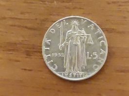 Moneta 5 Lire Città del Vaticano 1952 di alluminio