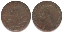 ITALIEN. 2 Centesimi 1910 VITTORIO EMANUELE III, Bronze