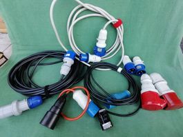 CEE Stromkabel und Adapter Set gebraucht im Konvolut