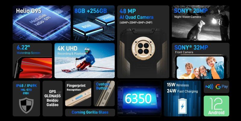 Handys / Smartphones: DOOGEE S96 GT 6.2'' Android 12 8GB+256GB Robustes Telefon – Neu und originalverpackt aus Malans GR von BUYBEST-Schweiz 7