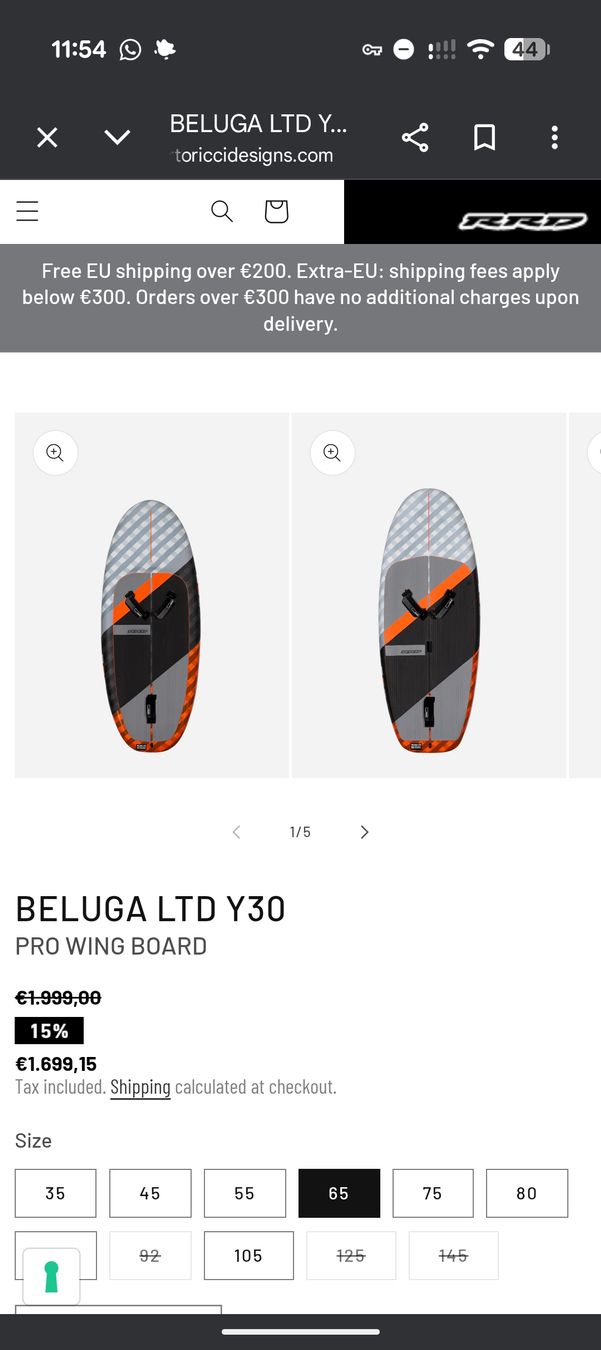 Tavole da surf e di nuoto: RRD - 65L BELUGA LTD Y30 PRO WING BOARD – Usato da Zürich venduto da aza_8fvq 9