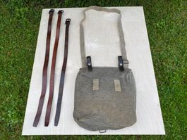 Schweizer Militär Brotsack mit 3 Lederriemen