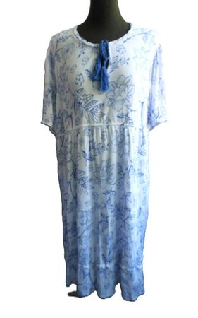 Gr. 52 54 sMasse Viskose Sommerkleid weiss blau BLANCHEPORTE