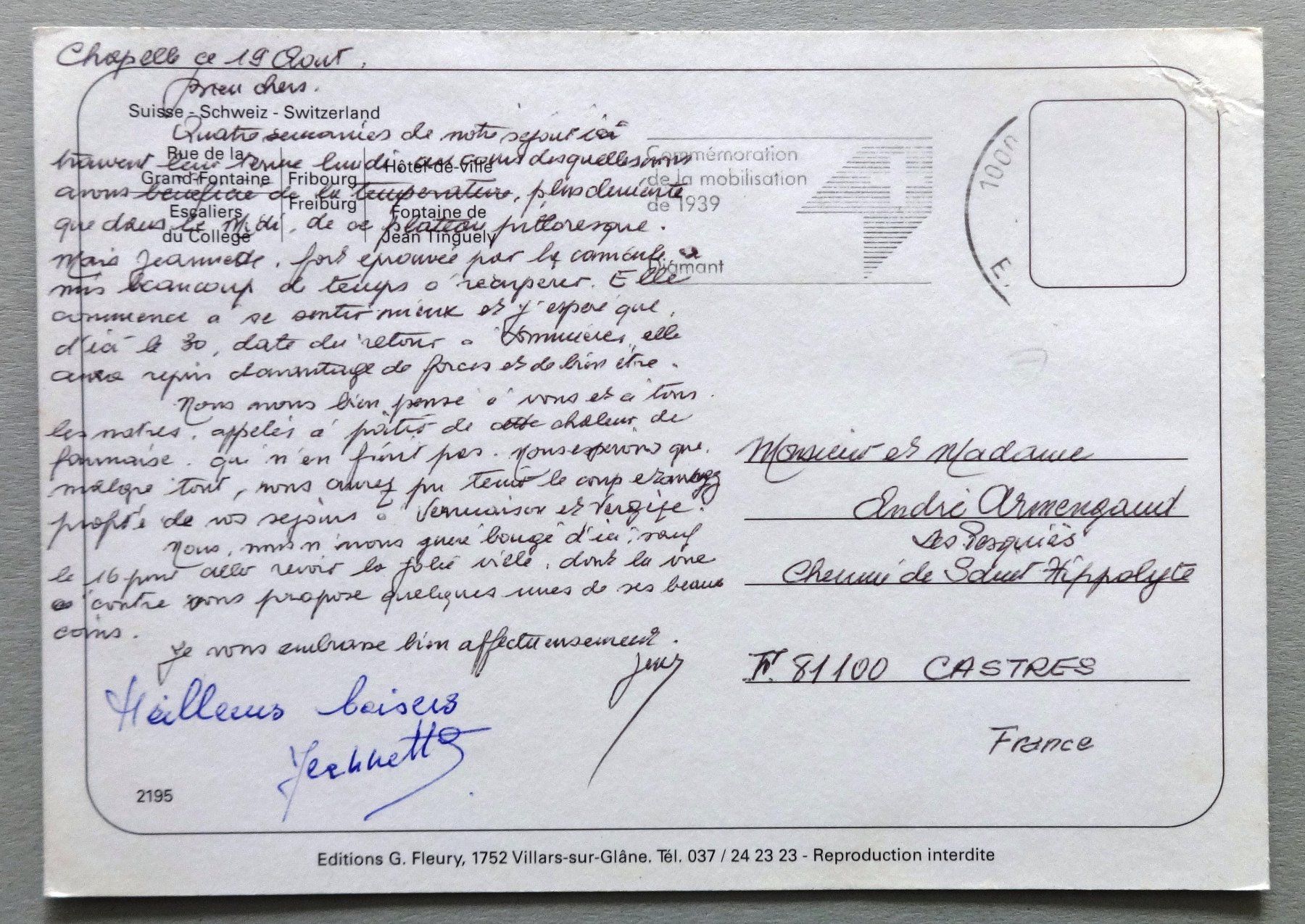 Cartes postales: Fribourg – Défectueux à Fétigny par Billy2miny 1