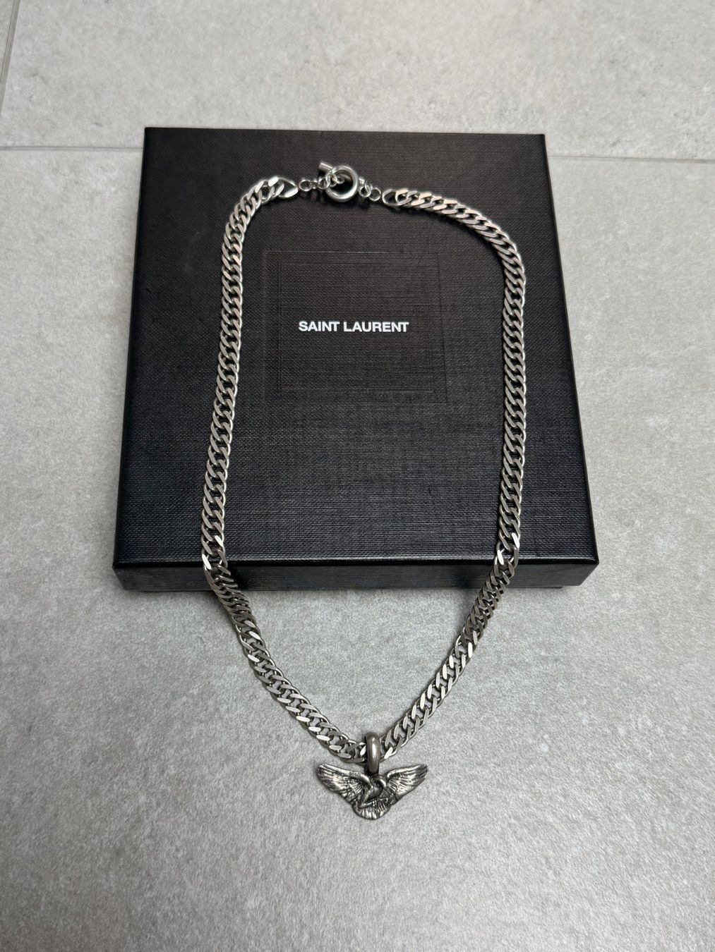 Saint Laurent Catenine: Saint Laurent FW13 925 Silver Eagle Necklace Pendant – Usato da Biel/Bienne venduto da sami0788480082