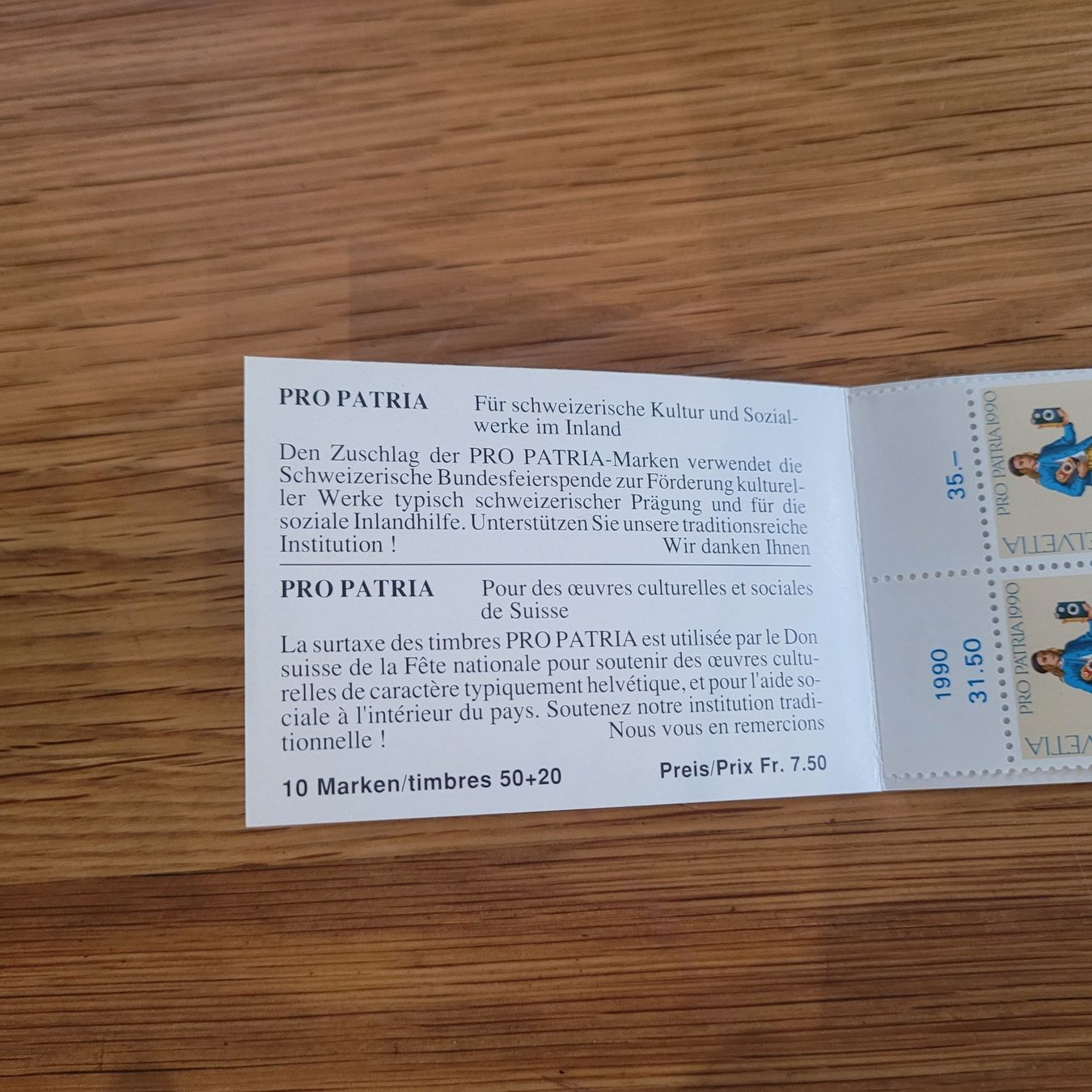 Tous les timbres: Markenheftchen Carnet De Timbre pro Patria 1990 – D'occasion à Biel/Bienne par Destockweb 1