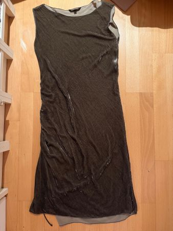 Krizia Italy Kleid samtig braun Gr. 38 Seitenschitz neuwert