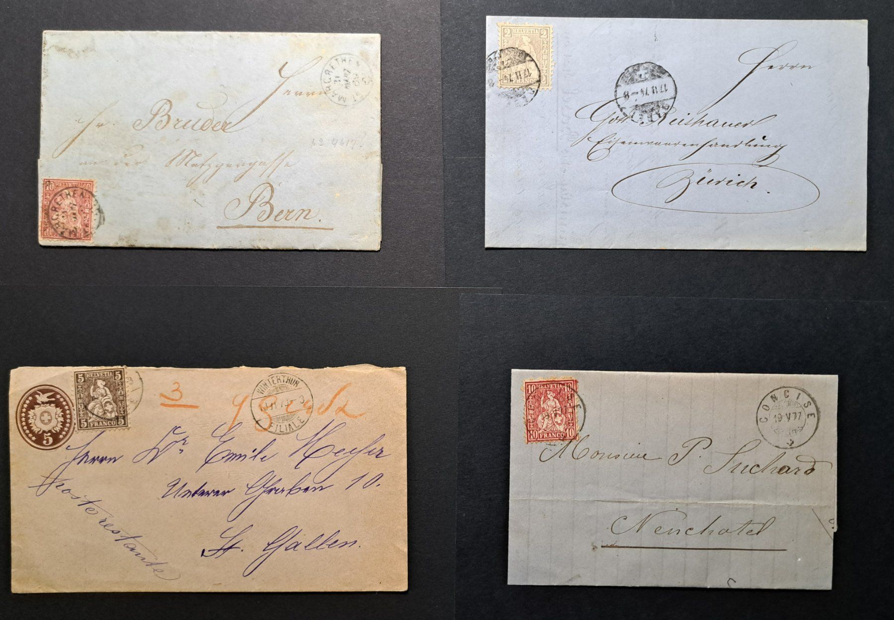 Alle Briefmarken: Lot 10 Briefe Sitzende Helvetia – Gebraucht aus Unterägeri von PhilatelieStudiger 1