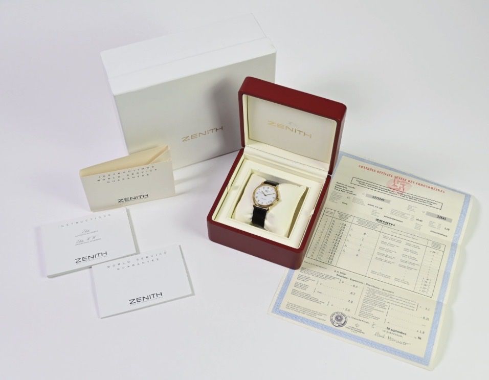 Zenith Orologi: Zenith Elite Chronometer Limited - 1996 / Full Set 18k Gold  – Usato da Wil SG venduto da rappwatches 1