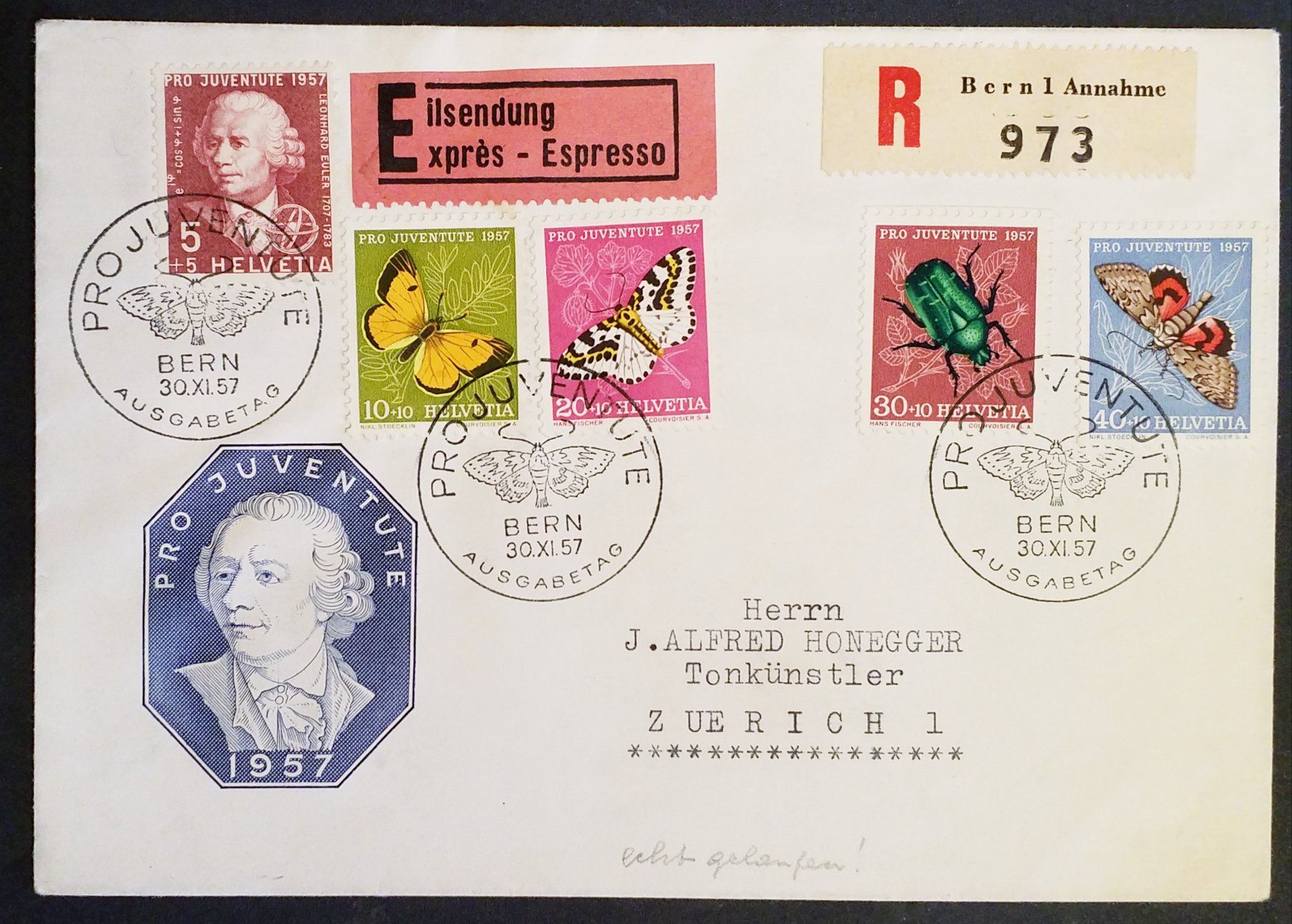 Tutti i francobolli: B307) 1957 Pro Juventute Express FDC  Kt. 50. - – Nuovo (secondo la descrizione) da Baden venduto da Eggi