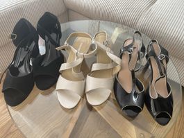 Damenschuhe Sandalen Grösse 39 Leder Mix 3 Paar guter Zustan