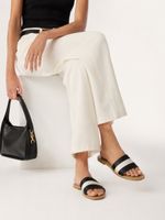 Bally Ribbon Textile Leather Slide Flat Sandal
