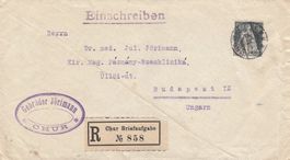 1924 Zu. 141 R-Brief - Budapest aus CHUR, fleckig knittrig