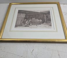Gerahmter Stich „Törggahülschat“ – signiert
