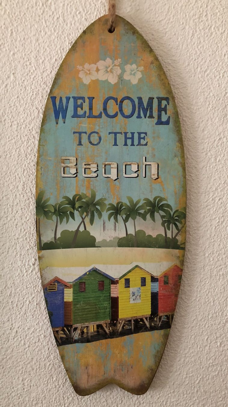 Tutte le decorazioni: Deko Bild Surfbrett Welcome to the Beach – Nuovo e nell'imballaggio originale da Villmergen venduto da schnuu73