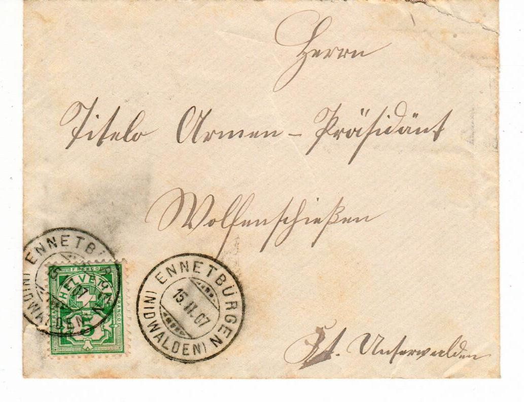 Tutti i francobolli: Kleinbrief aus Ennetbürgen 1907 – Usato da Wolhusen venduto da Curver9