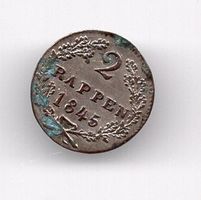 (1961) Schwyz, 2 Rappen, 1845, top stgl