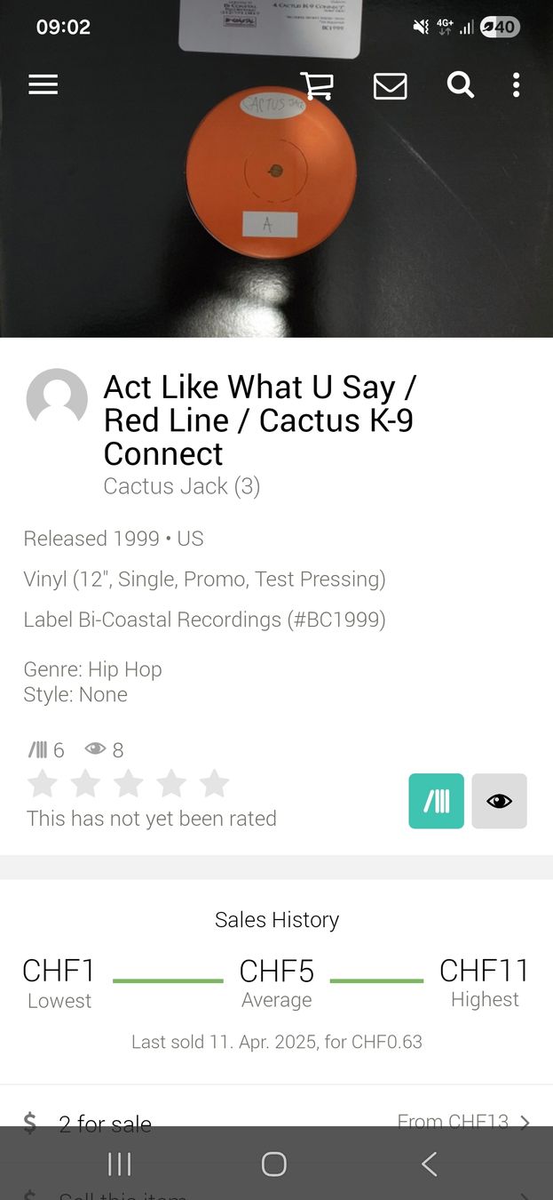 Dischi in vinile: Cactus Jack 12" Single Act like Ehat you Say – Usato da Winterthur venduto da ClaudioClaud 4