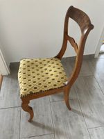 4 Chaises anciennes, tissu motif doré, style unique