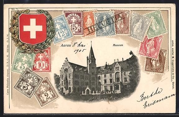 Cartes postales: Aarau, Museumsgebäude, geprägtes Passe – D'occasion à Berlin par bartko-reher