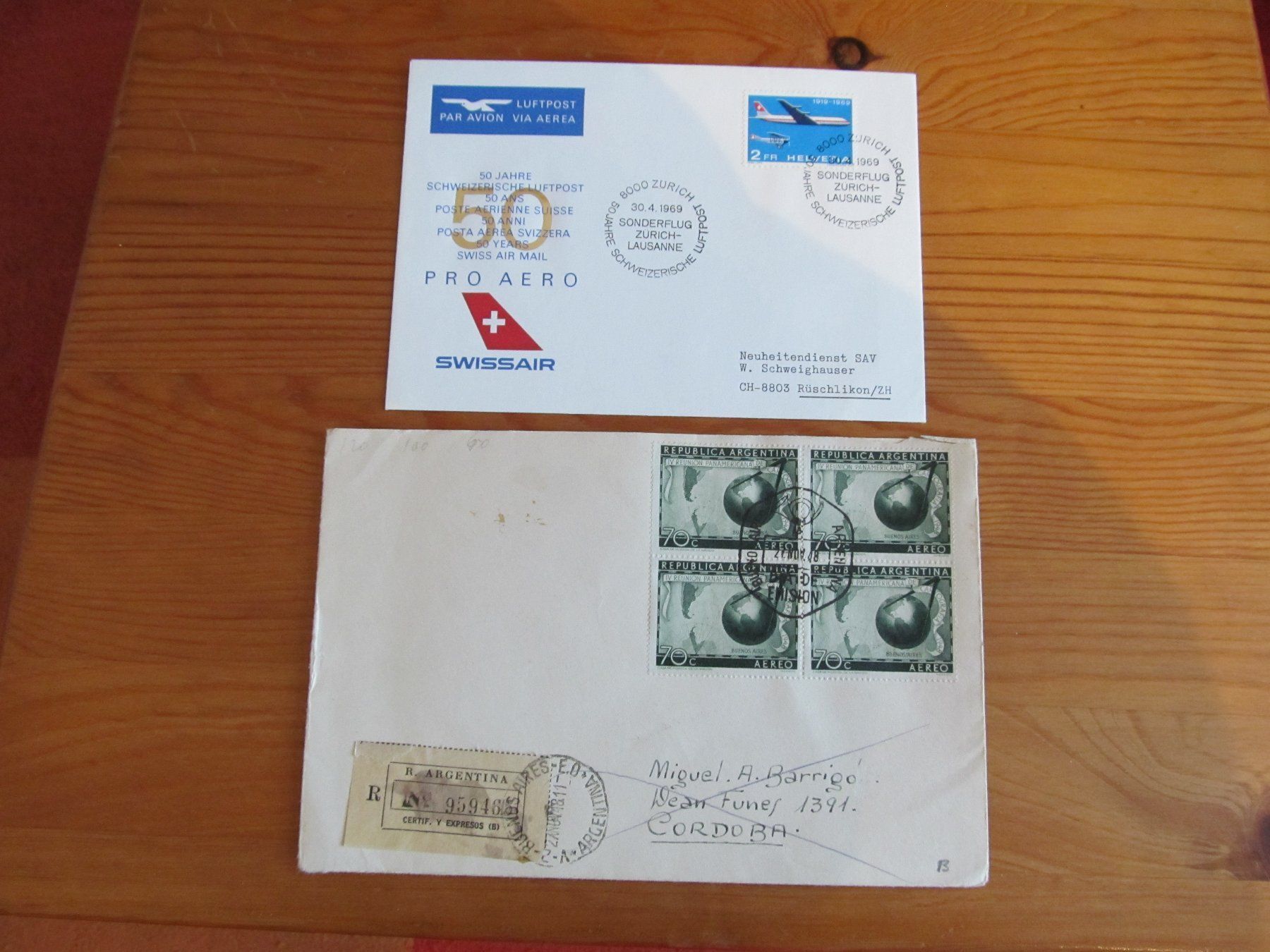 Tutti i francobolli: 1Lot(2Stck) FLUGPOST ab 2.-Fr. – Usato da Emmenbrücke venduto da Luzern1947