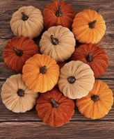 Deko 12er Ser Kürbisse Plüsch 5 cm Set Herbstdekoration neu
