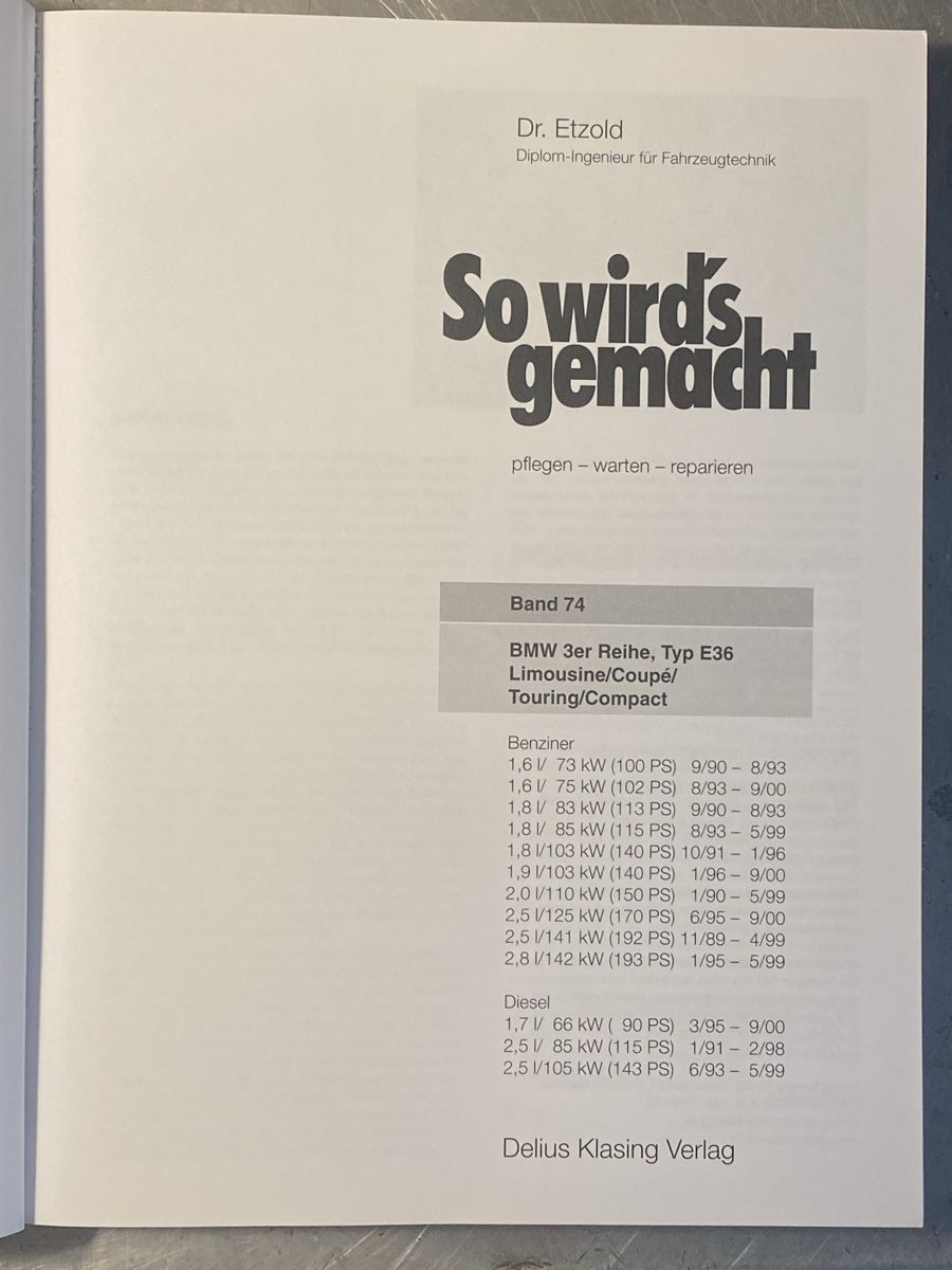 Livres: Werkstatthandbuch BMW E36 3er Reihe – Neuf (Voir description) à Adligenswil par DOMBO-JET 2