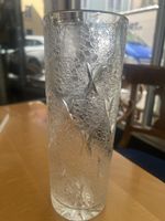 Hohes Kristallglas mit Eisstruktur, Vintage, 25.5cm