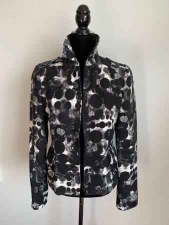 AKRIS: Lässiger schwarz/weiss gemusterter Blazer, 36