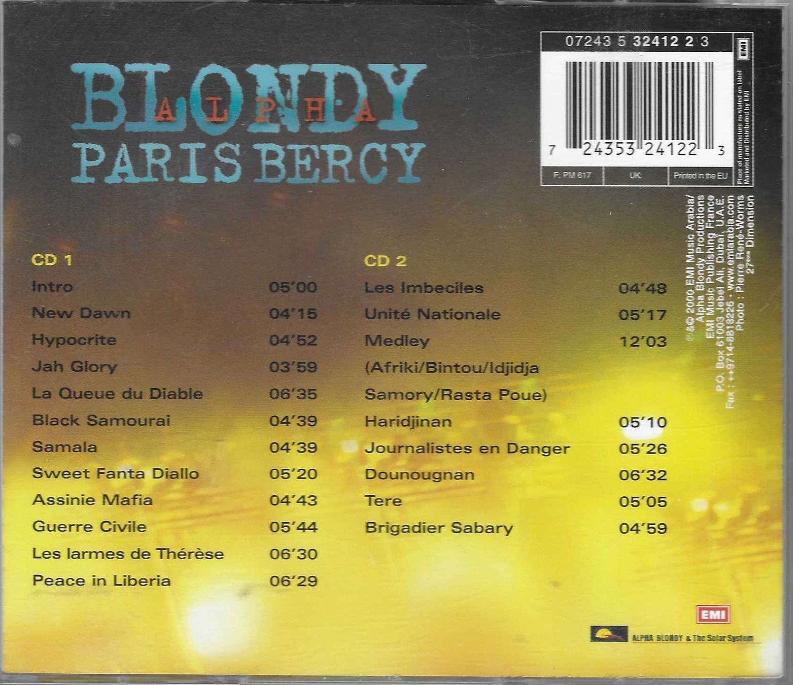 CD: ALPHA BLONDY  -  BLONDY PARIS BERCY – Usato da Bex venduto da Giorgiob 1