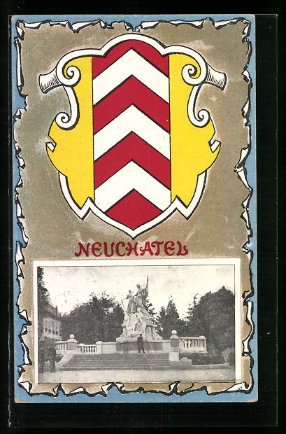 Cartes postales: AK Neuchatel, Denkmal mit Wappen – D'occasion à Berlin par bartko-reher