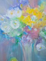 Acrylbild mit Bluemen und Apfel 50x70cm  handgemalte Unikat