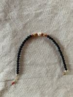 Armband mit Onyx u Koralle u Perle, 925 gestempelt