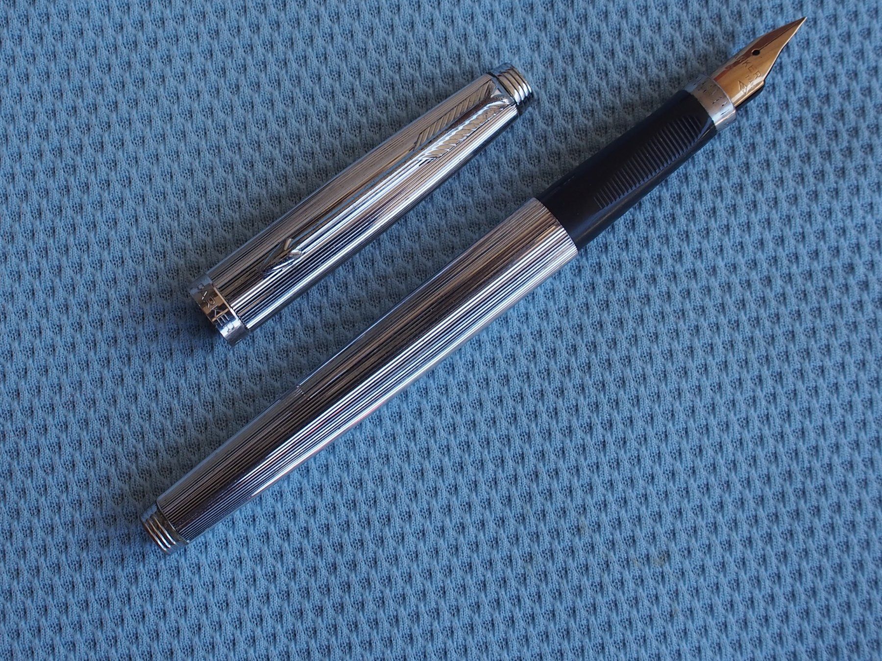 Waterman Penna & Evidenziatori: PARKER 75, argent rayé. 1980- – Usato da Meyrin venduto da SRemka 5