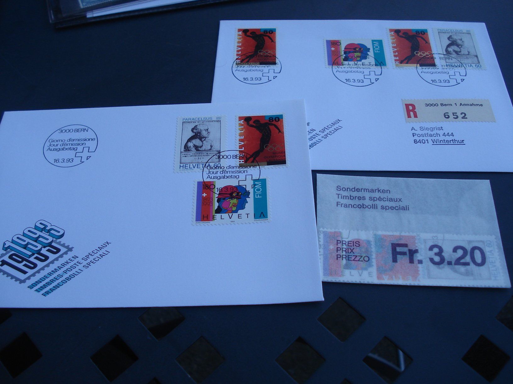 Tutti i francobolli: Set Sondermarken  1993, 2 FDC + Lose ET-o – Usato da Niederwil AG venduto da morostahu