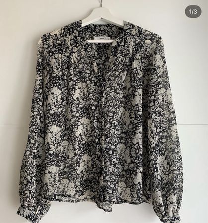 Bluse schwarz weiss Blumenmuster