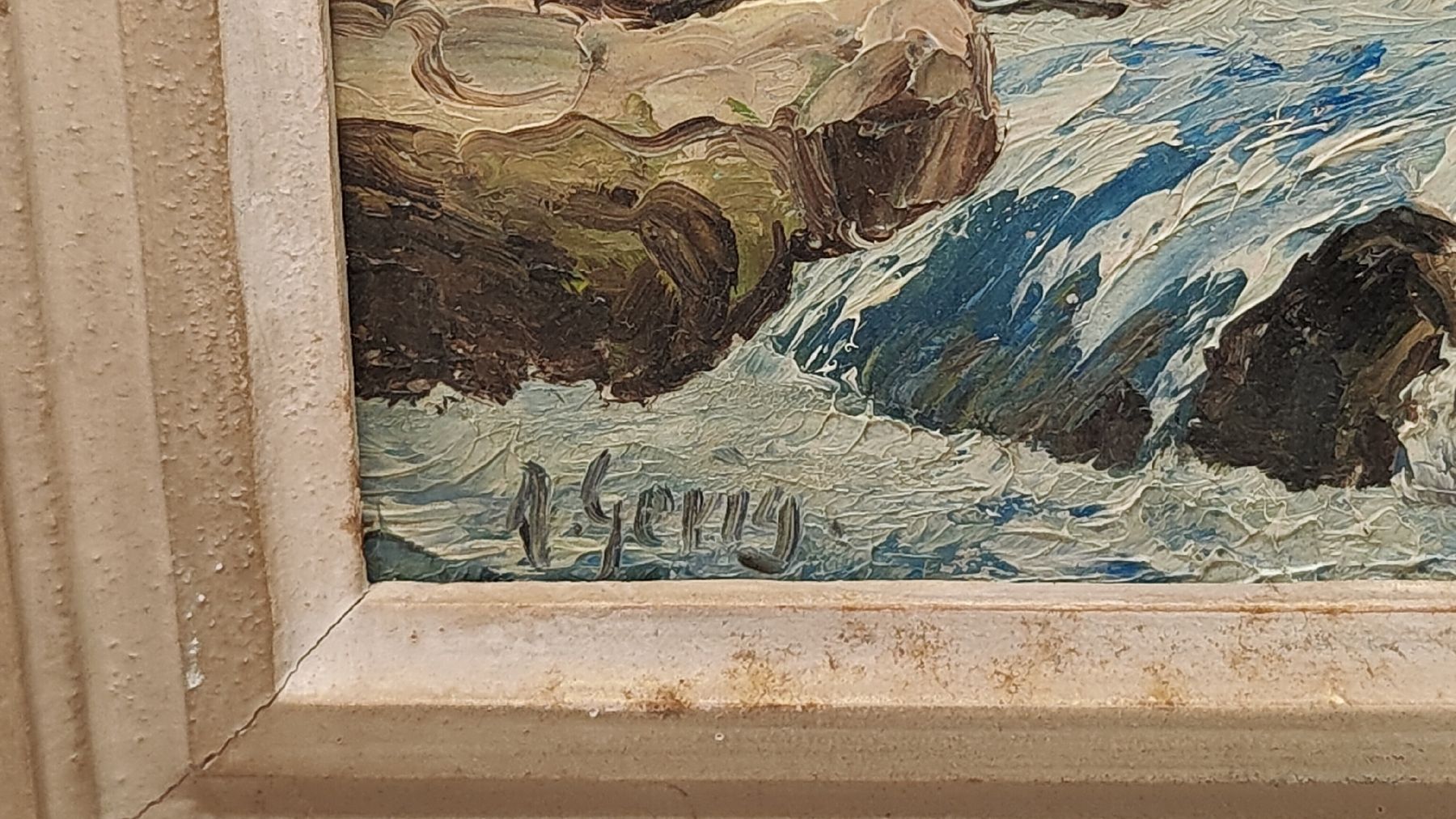 Dipinti: Gemälde Berglandschaft mit Fluss signiert (LG) – Usato da Neuenhof venduto da bro_9zsg 2