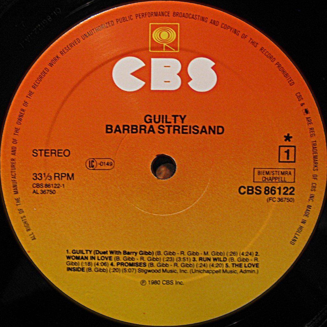 Dischi in vinile: STREISAND "Guilty" LP in VG+ – Usato da Monthey venduto da Pingmub 2