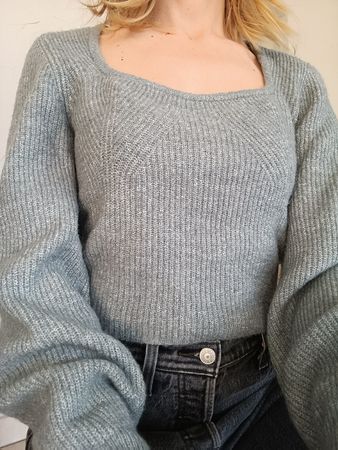 PULL H&M VERT DE GRIS XS