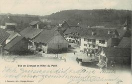 Vue de GRANGES et Hotel de Pont VD gel. 1906!