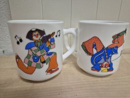 2 Mug Arcopal Vintage Clown Acrobate Musicien 🤡