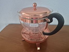 Bodum Teekanne Glas Kupfer mit Einsatz und Deckel gebraucht