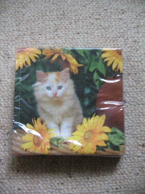 Migros Tovaglioli: Servietten mit süsser Katze und Sonnenblumen – Nuovo (secondo la descrizione) da Reitnau venduto da Bab0