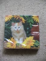 Servietten mit süsser Katze und Sonnenblumen