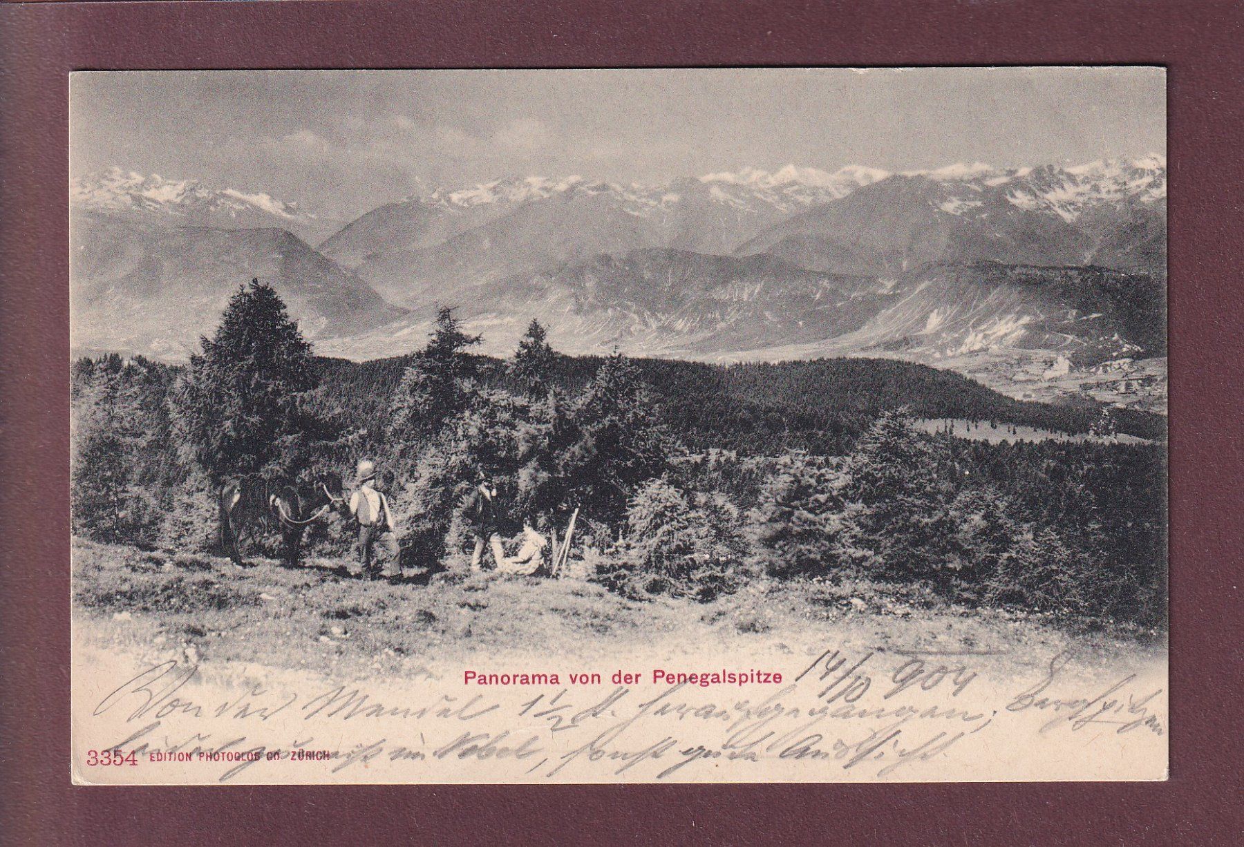 Cartoline postali: Panorama von der PENEGALSPITZE - 1904 – Usato da Pully venduto da nicecards